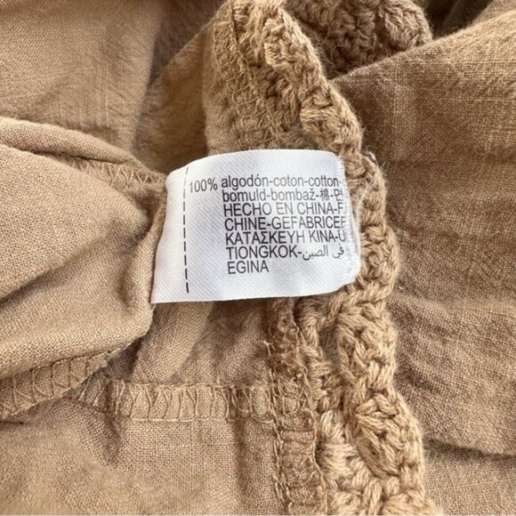 Zara Mixed Macrame Crochet Knit Earth Brown Cotton Midi Dress Size S - Picture 10 of 10